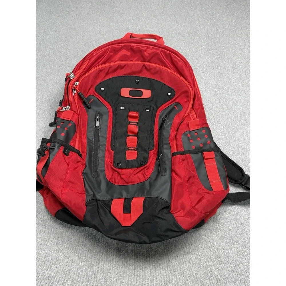 Vintage Y2K Oakley Red Black Backpack Laptop School Travel Hiking Book Bag